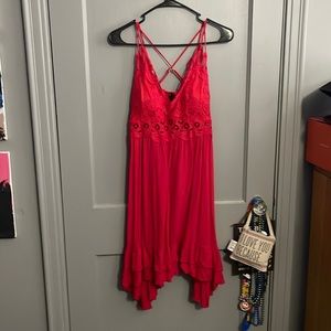 Red boho dress